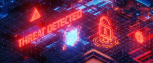 Isometric illustration of a hacking attack or security breach. 3D rendering