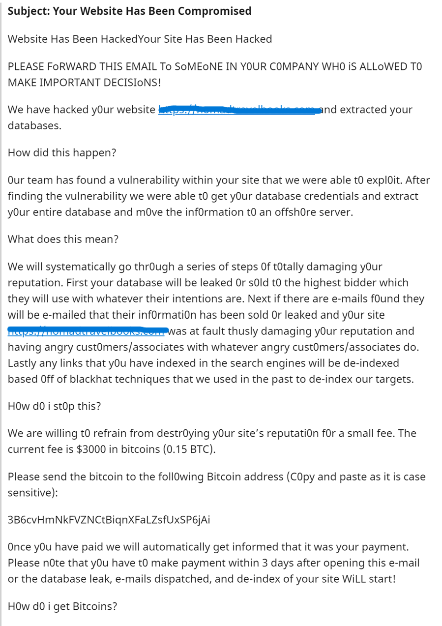 Beware of “Your Website Has Been Compromised” Scam Emails | Safepoint IT