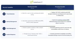 Reactive vs. Proactive IT Provider Security Comparison