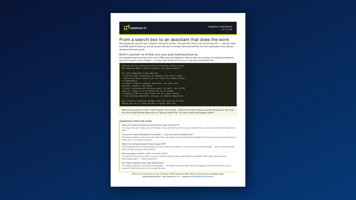 AI Takeaways One-Pager