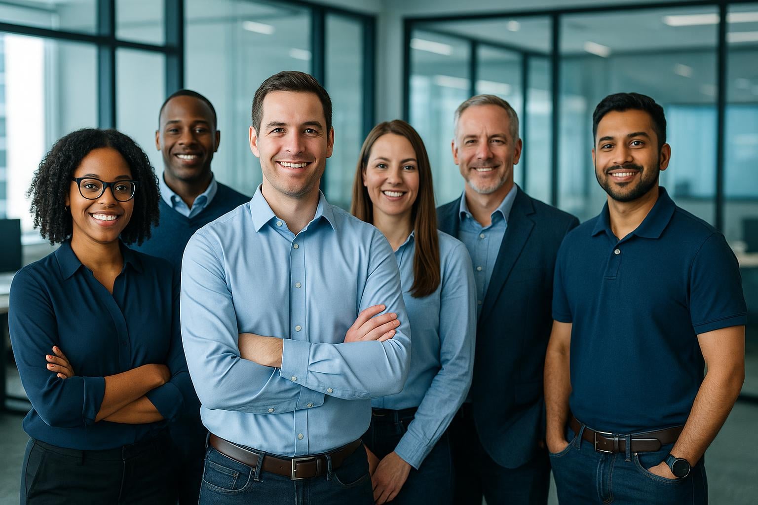 SafePoint IT team standing together in a modern Chicago office